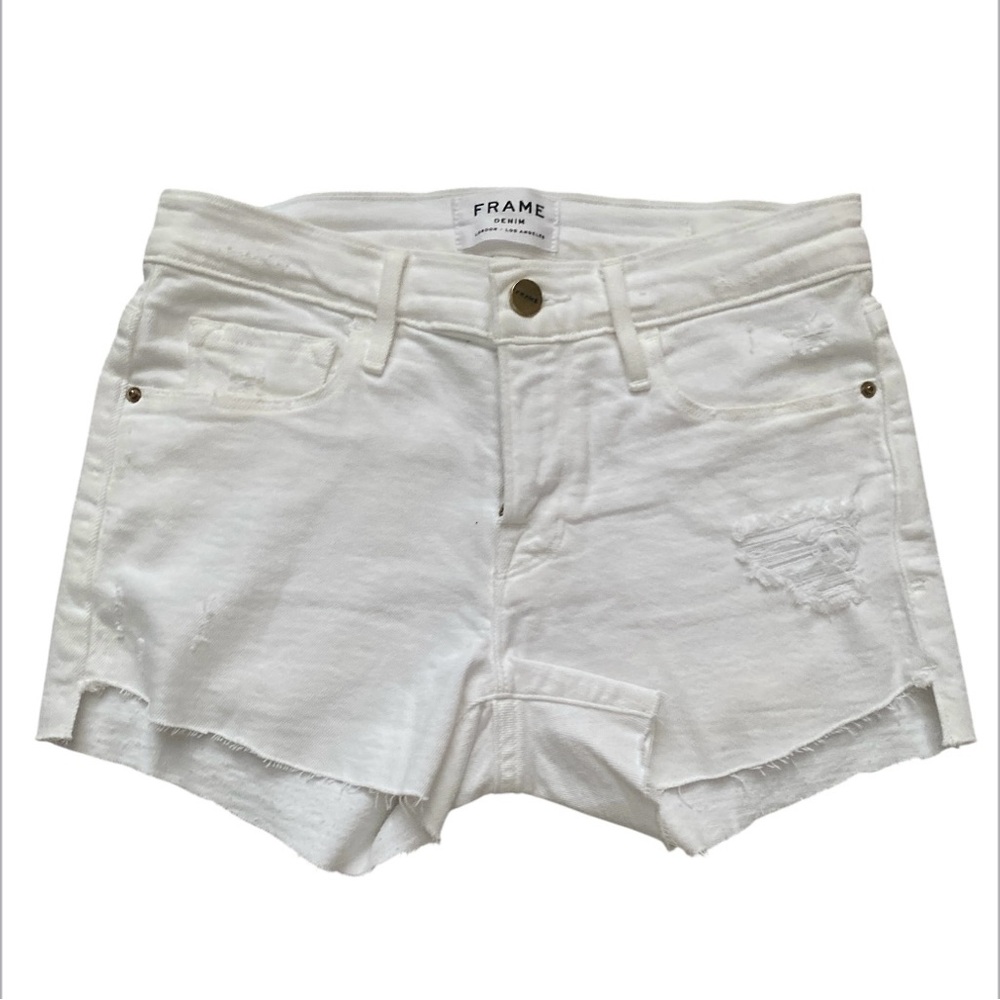 Frame Le Cutoff White Jean Shorts size 24